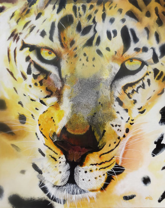 Pintura titulada "leopard.jpg" por Pierre Julia, Obra de arte original, Acrílico