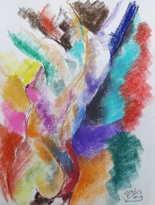 Drawing titled "nue pastel levant l…" by Pierre Julia, Original Artwork, Pastel