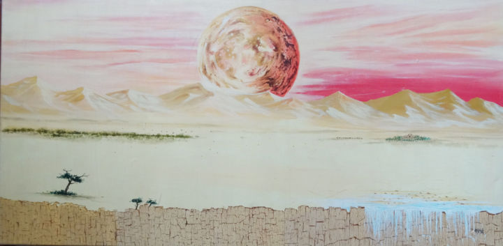 Ζωγραφική με τίτλο "paysage lunaire" από Pierre Julia, Αυθεντικά έργα τέχνης, Airbrush