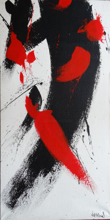 Peinture intitulée "Noir et rouge" par Pierre Julia, Œuvre d'art originale, Acrylique