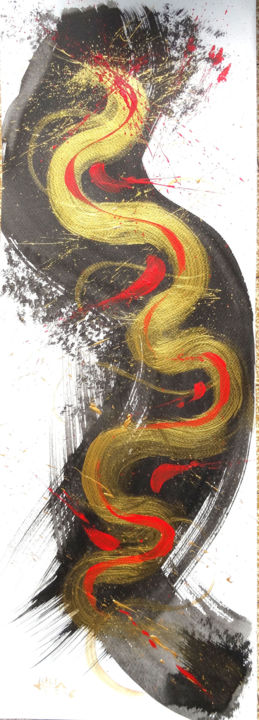 Painting titled "Serpent doré" by Pierre Julia, Original Artwork, Acrylic