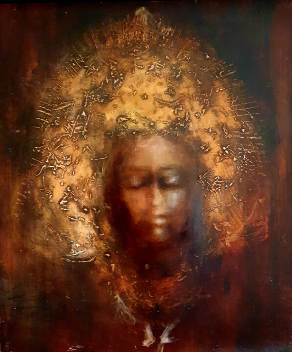 Peinture intitulée "Bouddha" par Pierre Laffillé, Œuvre d'art originale, Huile