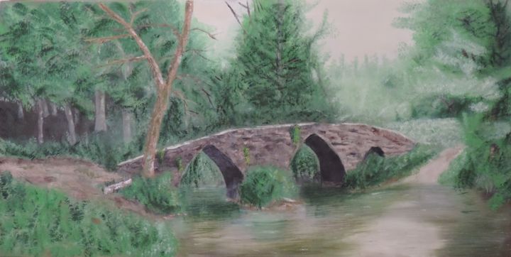 Painting titled "Le Pont" by Massabo, Original Artwork
