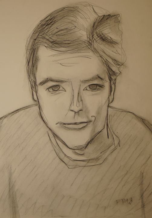 Dessin intitulée "Alain Delon 2018-1" par Pierre Paszkowski, Œuvre d'art originale, Crayon
