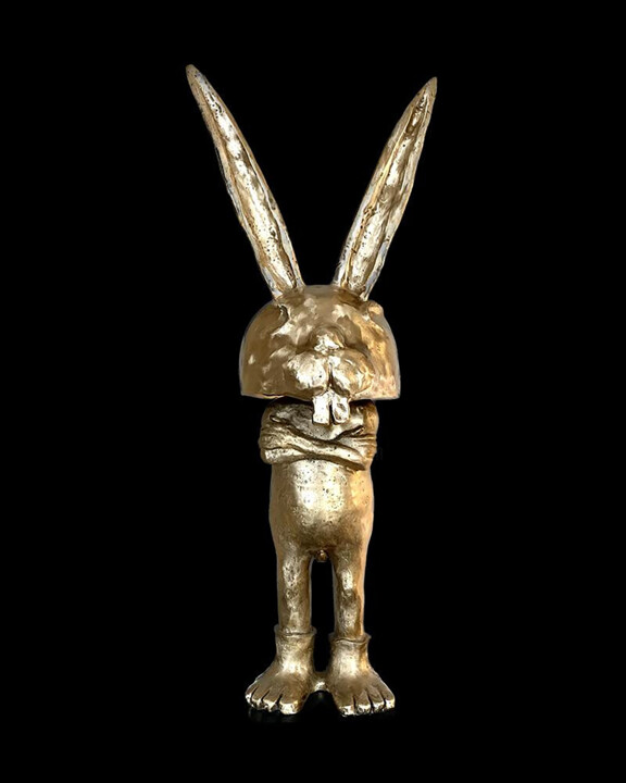 Sculpture titled "Bronze, Dear Rabbit" by Pierre Sgamma, Original Artwork, Bronze