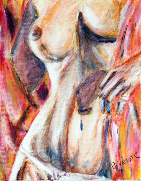 Peinture intitulée "Buste-de-femme" par Pierre Virone, Œuvre d'art originale, Acrylique