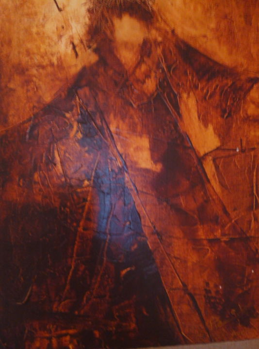 Peinture intitulée "40-samourai-60x40.j…" par Pierrick Le Gac, Œuvre d'art originale, Huile
