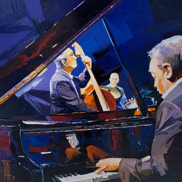 Painting titled "Piano Jazz" by Pierrick Tual, Original Artwork, Oil