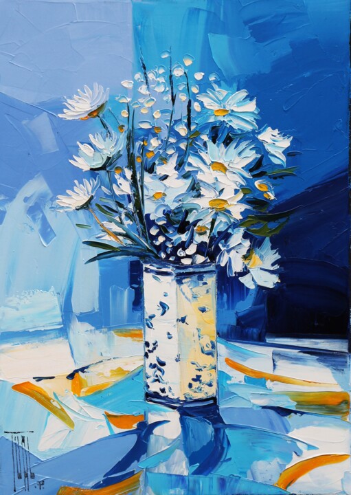 Painting titled "Bouquet blanc" by Pierrick Tual, Original Artwork, Oil