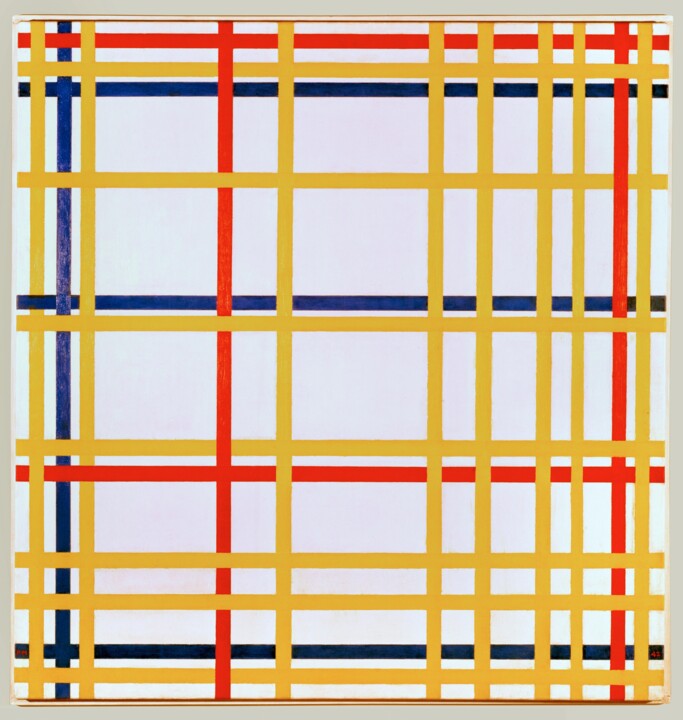 Картина под названием "New York City" - Piet Mondrian, Подлинное произведение искусства, Масло