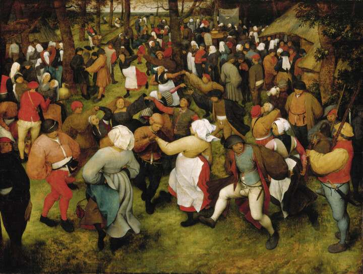 Peinture intitulée "La danse de mariage" par Pieter Bruegel The Elder, Œuvre d'art originale, Huile