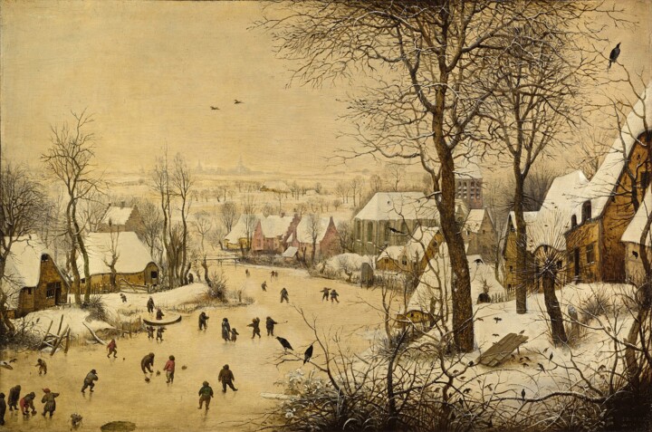 Peinture intitulée "Winter landscape wi…" par Pieter Bruegel The Elder, Œuvre d'art originale, Huile