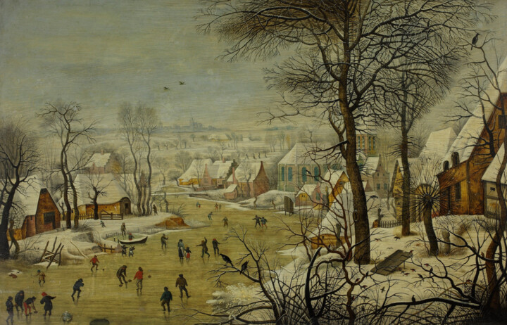 Painting titled "Paysage d'hiver ave…" by Pieter Brueghel The Younger, Original Artwork, Oil