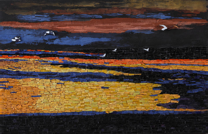 Escultura titulada "Mosaic panel "Sea.…" por Tatiana Fololeeva, Obra de arte original, Mosaico
