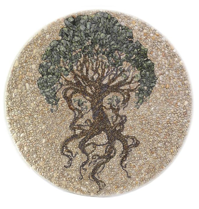 Sculpture intitulée "Mosaic panel "Tree…" par Tatiana Fololeeva, Œuvre d'art originale, Mosaïque