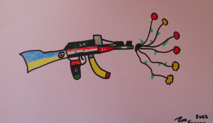 "All Wars Want Peace" başlıklı Tablo Pedro Silvestre tarafından, Orijinal sanat, Işaretleyici