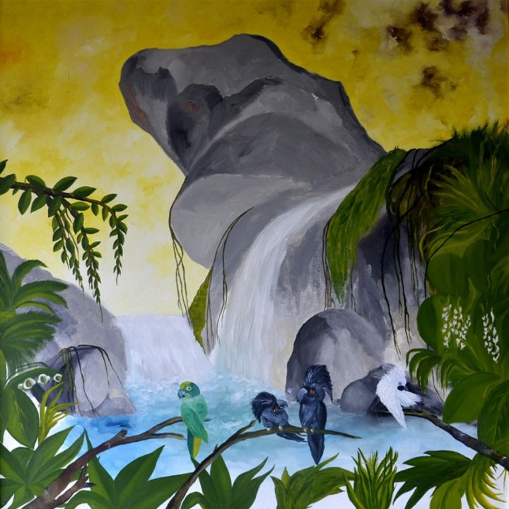 Pittura intitolato "L'isola dei Pappaga…" da Pietro Uguagliati, Opera d'arte originale, Olio