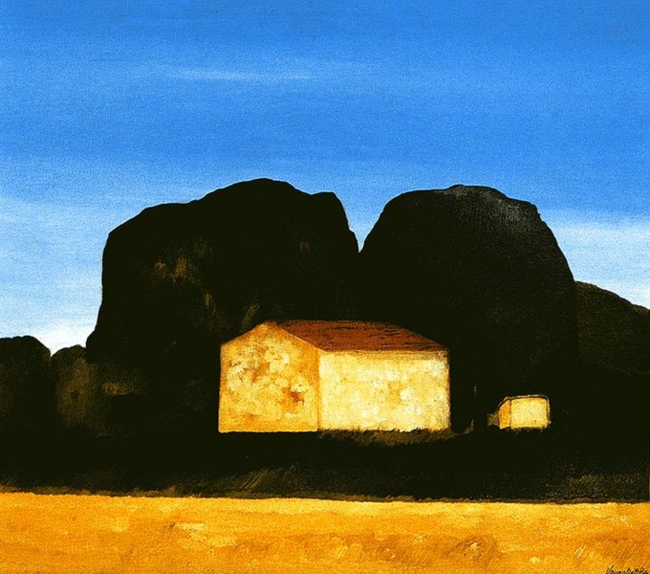 Pittura intitolato "La casotta" da Pietro Uguagliati, Opera d'arte originale, Olio
