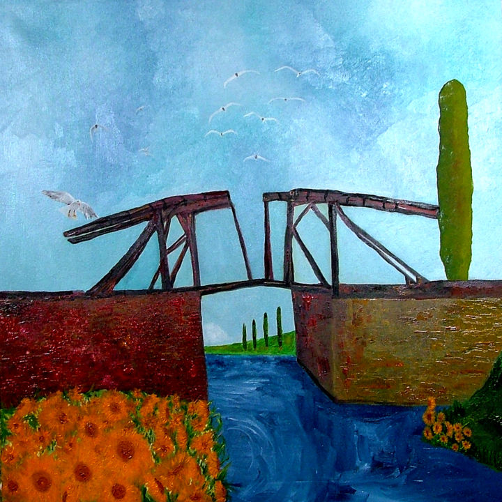 Pittura intitolato "Il Vecchio Ponte" da Pietro Uguagliati, Opera d'arte originale, Olio