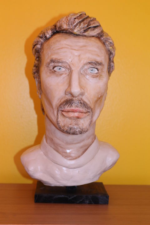 Sculpture titled "Good bye Johnny" by Liliane Rafales-Richard, Original Artwork, Clay