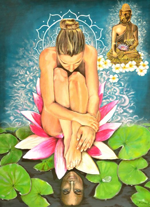 Painting titled "bodhisattva" by Liliane Rafales-Richard, Original Artwork, Acrylic