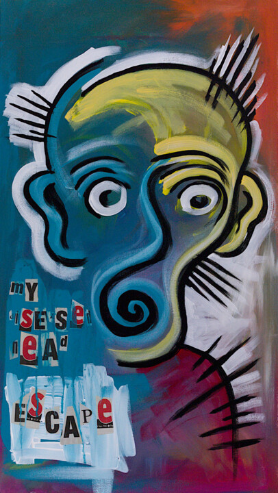Картина под названием "Escape Artist" - Simon Houlton, Подлинное произведение искусства, Акрил Установлен на Деревянная рама…