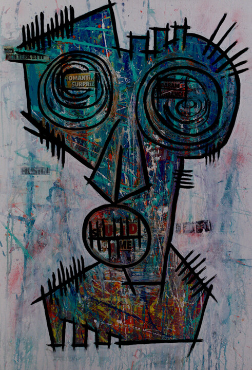 Картина под названием "Stupid Game" - Simon Houlton, Подлинное произведение искусства, Акрил Установлен на Деревянная рама д…