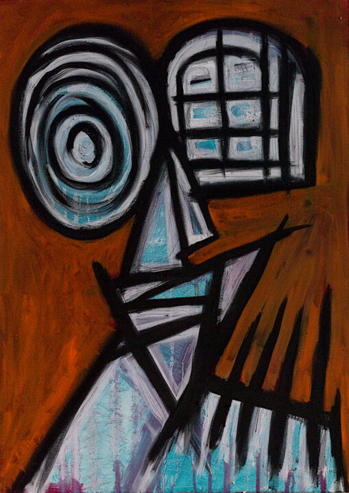 Картина под названием "Windows to the Soul" - Simon Houlton, Подлинное произведение искусства, Масло Установлен на Деревянна…