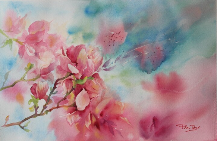 Painting titled "Bouquet floral" by Pili Jose, Original Artwork, Watercolor