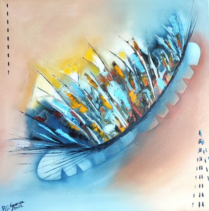 Painting titled "ABSTRAIT 25" by Pili Gaona, Original Artwork, Oil