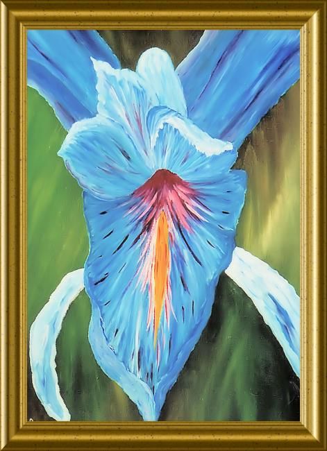 Peinture intitulée "IRIS BLEU I" par Pili Gaona, Œuvre d'art originale