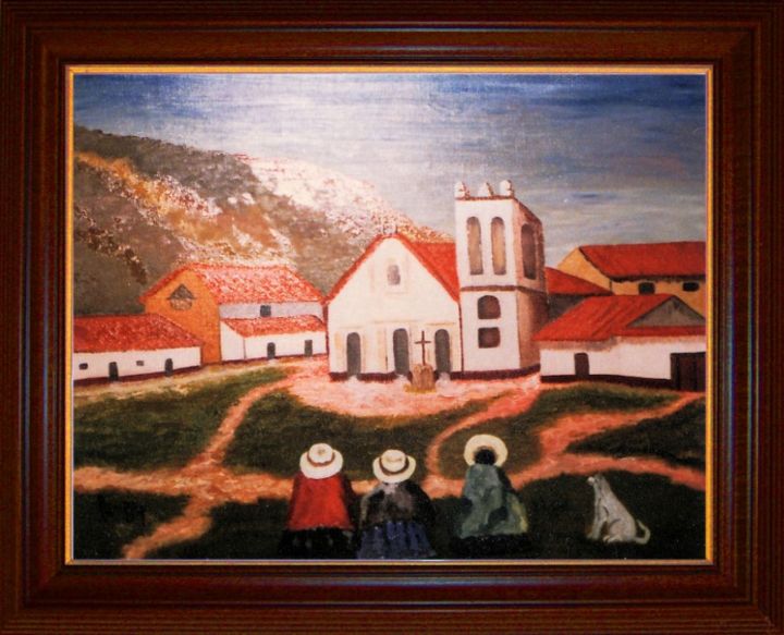 Painting titled "EGLISE DE ACOMAYO" by Pili Gaona, Original Artwork