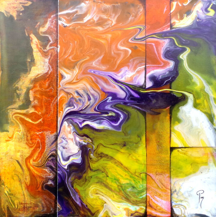 Peinture intitulée "ciel-primordial-50x…" par Pim, Œuvre d'art originale, Acrylique