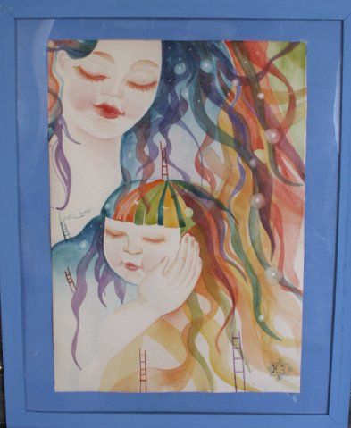 Peinture intitulée "Материнство." par Nataliia Zolotareva, Œuvre d'art originale, Huile