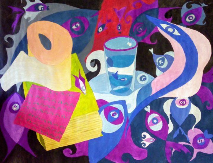 Peinture intitulée "Work Table in June" par Pinar, Œuvre d'art originale, Aquarelle