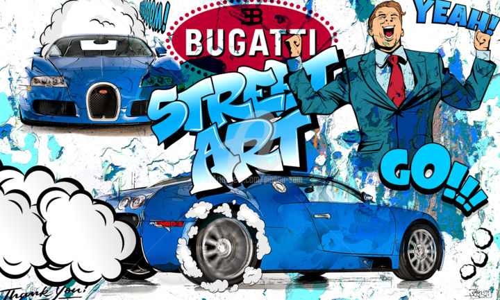 Digital Arts titled "BUGARTI N° 1/10 FON…" by Samuel Pineau (SPAN), Original Artwork, 2D Digital Work