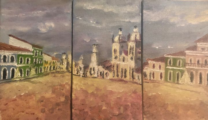 Pintura intitulada "Pelourinho" por Cmpoliva, Obras de arte originais, Óleo