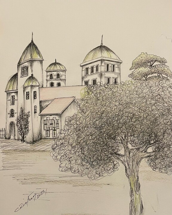 Disegno intitolato "Nankin Church" da Cmpoliva, Opera d'arte originale, Pennarello