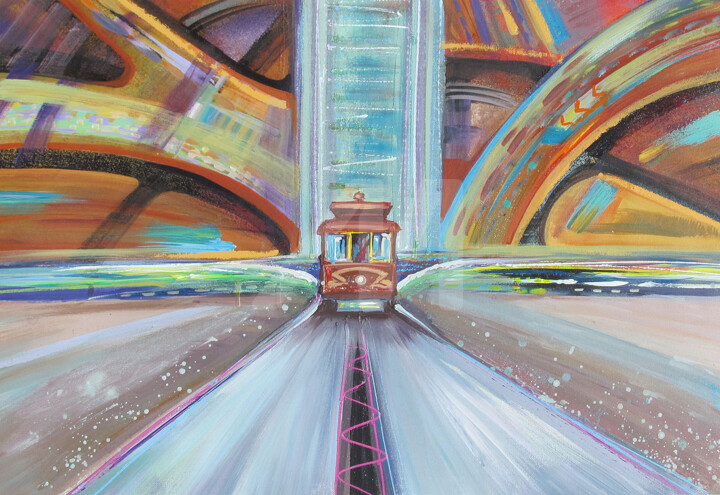 Painting titled "old-traine.jpg" by Elena Penkova, Original Art, Acrylic