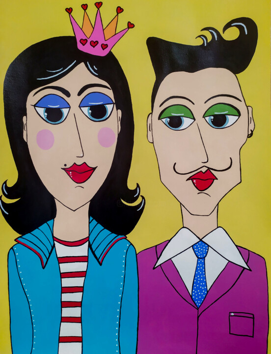 Painting titled "King and Queen" by Pink Moon Studio, Original Artwork, Acrylic