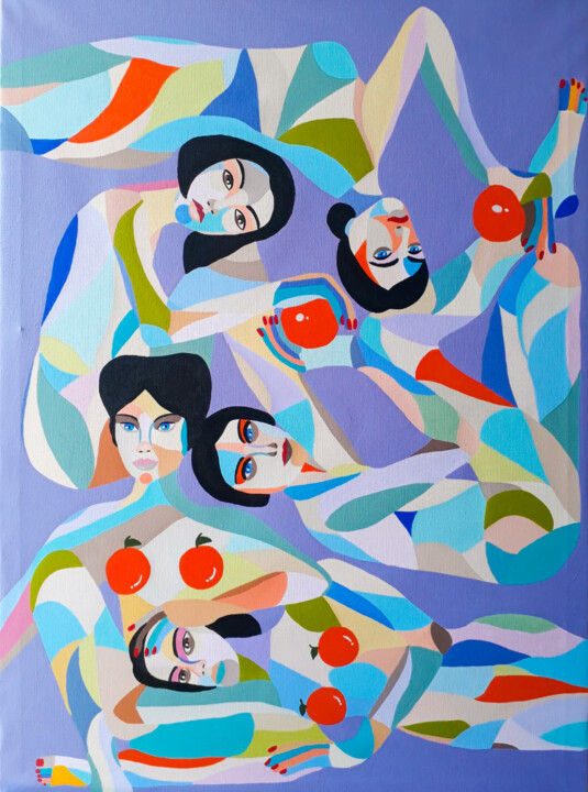 Peinture intitulée "Girls and girls" par Pink Moon Studio, Œuvre d'art originale, Acrylique