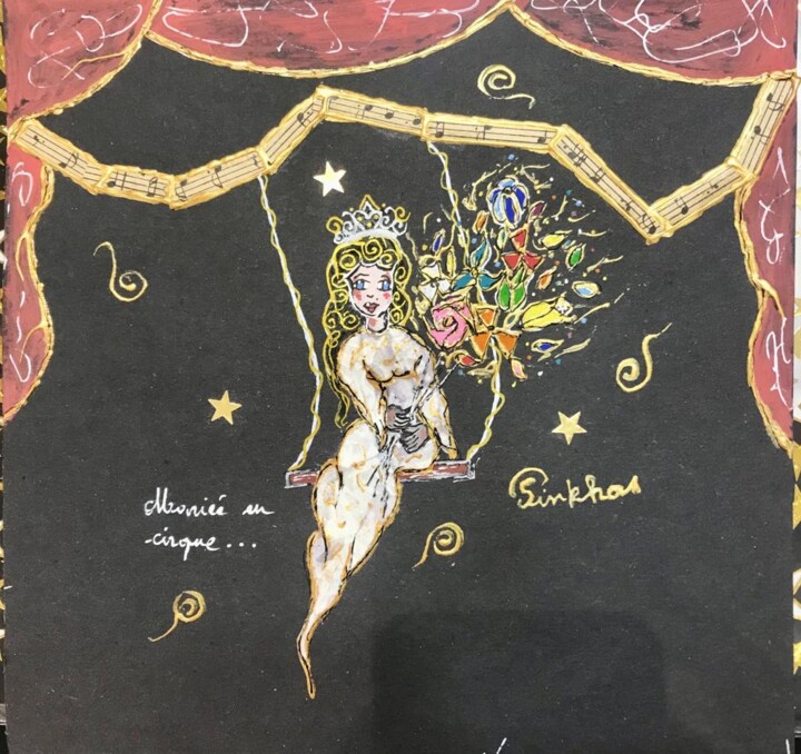 「Mariée au cirque」というタイトルの描画 Pinkhasによって, オリジナルのアートワーク, インク