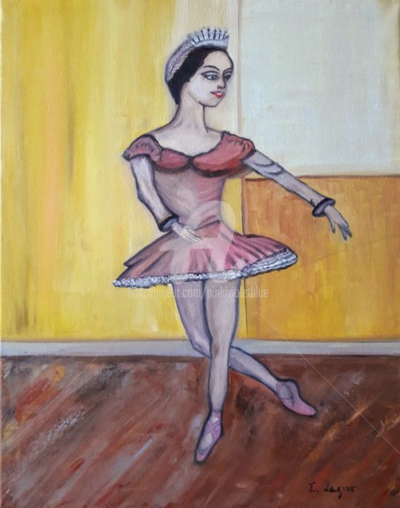 Painting titled "La danseuse classiq…" by Pinkivioletblue, Original Artwork, Oil Mounted on Wood Stretcher frame