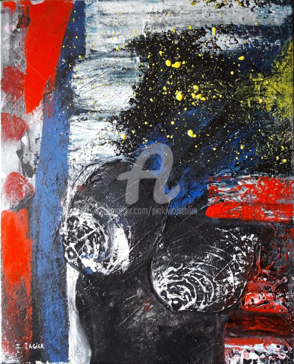 Malarstwo zatytułowany „La déesse noire” autorstwa Pinkivioletblue, Oryginalna praca, Akryl Zamontowany na Drewniana rama no…