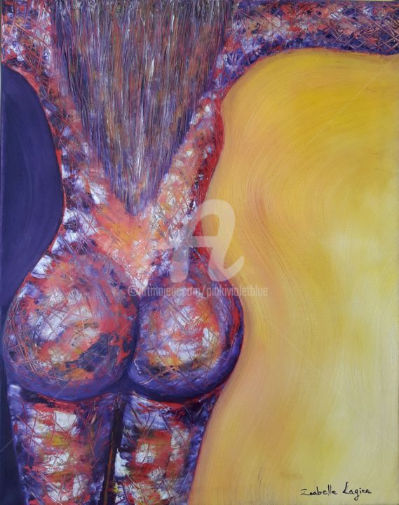Pintura titulada "La demoiselle à la…" por Pinkivioletblue, Obra de arte original, Oleo Montado en Bastidor de camilla de ma…