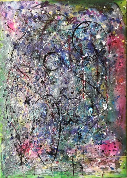 Peinture intitulée "La demoiselle abstr…" par Pinkivioletblue, Œuvre d'art originale, Acrylique Monté sur Châssis en bois