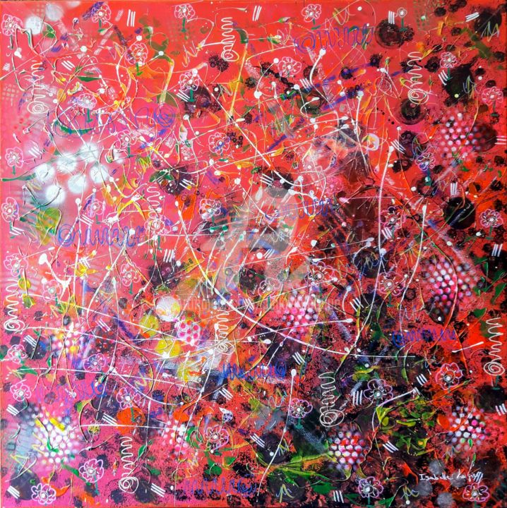 Painting titled "Pop-4" by Pinkivioletblue, Original Artwork, Acrylic Mounted on Cardboard