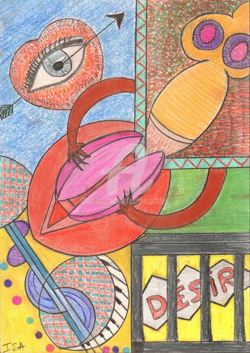 Zeichnungen mit dem Titel "Désir 0" von Pinkivioletblue, Original-Kunstwerk, Wachs