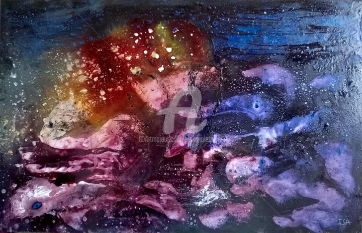 Ζωγραφική με τίτλο "Dans les eaux préhi…" από Pinkivioletblue, Αυθεντικά έργα τέχνης, Ακρυλικό