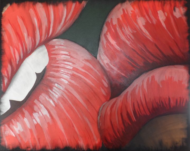「Kiss」というタイトルの絵画 Pink Polishによって, オリジナルのアートワーク, アクリル
